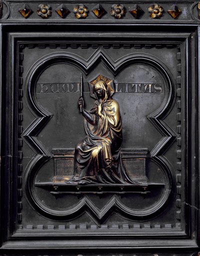 Humildad, panel D de las puertas sur del Baptisterio de San Giovanni, 1336 de Andrea Pisano