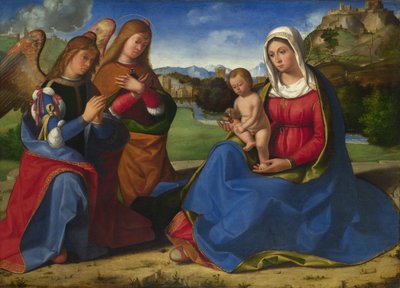 La Virgen y el Niño adorados por dos ángeles, c. 1505 de Andrea Previtali