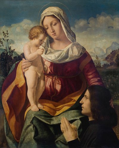 Virgen y niño con un donante de Andrea Previtali