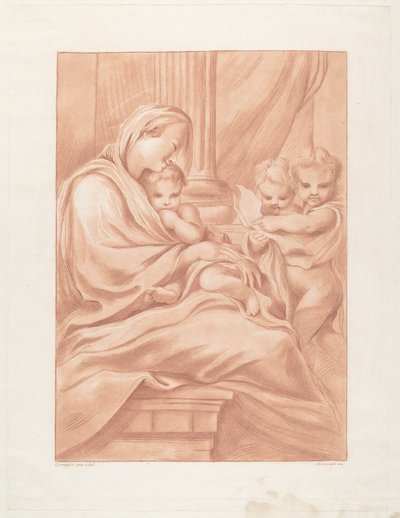 Virgen y Niño con Dos Ángeles de Andrea Scacciati after Correggio