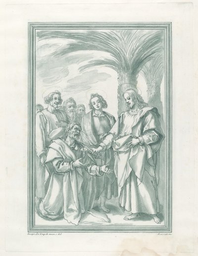 Cristo entregando las llaves a San Pedro de Andrea Scacciati after Jacopo Chimenti