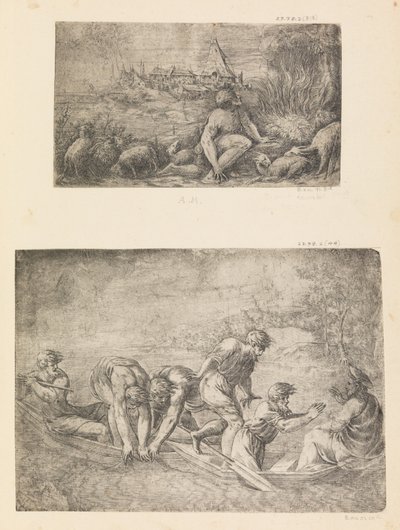Moisés y la zarza ardiente, la pesca milagrosa, ca. 1544-48 de Andrea Schiavone