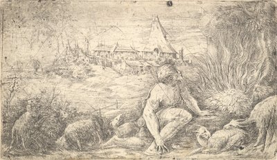 Moisés y la zarza ardiente, ca. 1544-47 de Andrea Schiavone
