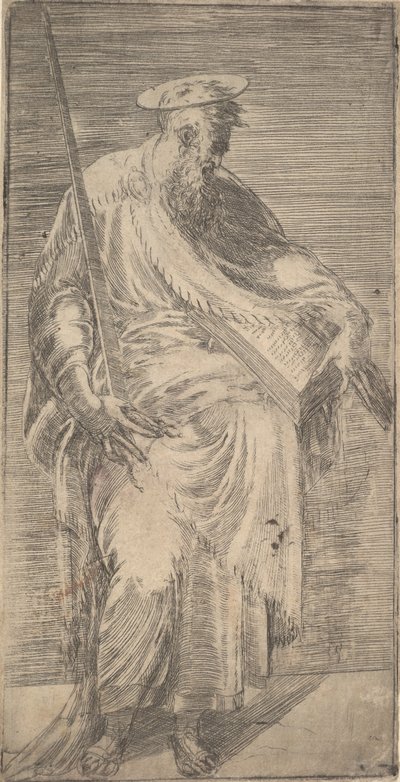San Pablo sosteniendo una espada y un libro, de Cristo y los Apóstoles, 1540-63 de Andrea Schiavone