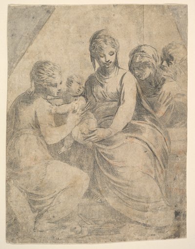 La Virgen y el Niño acompañados por santos, ca. 1540-50 de Andrea Schiavone