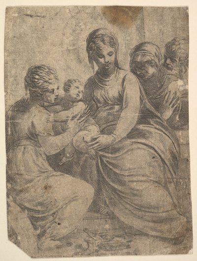 La Virgen y el Niño acompañados de santos de Andrea Schiavone