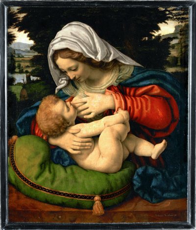 La Vierge au coussin vert - Virgen con cojín verde ... de Andrea Solario