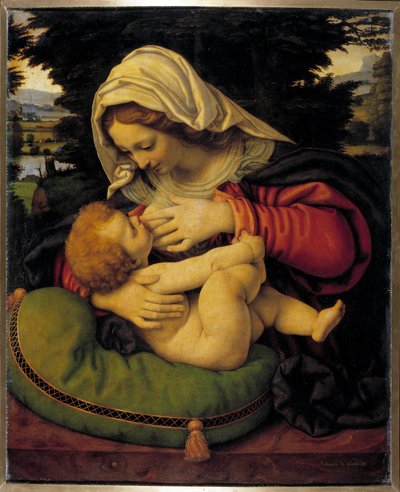 La Virgen con cojín verde Pintura de Andrea Solario (1460-1522) Siglo XV Sol. 0,59x0,47 m de Andrea Solario