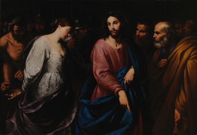 Cristo y la mujer sorprendida en adulterio, c. 1630 de Andrea Vaccaro