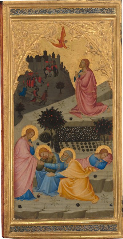 Escenas de la Pasión de Cristo: La agonía en el jardín [panel izquierdo] de Andrea Vanni