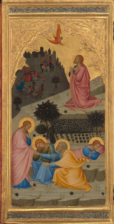 Escenas de la Pasión de Cristo: La agonía en el jardín [panel izquierdo], 1380s de Andrea Vanni