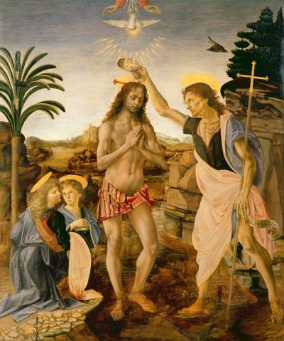 El Bautismo de Cristo por Juan el Bautista, c.1475 de Andrea and Vinci Verrocchio