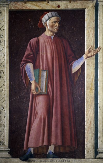 Dante Alighieri de la serie de hombres y mujeres famosos de la Villa Carducci, c.1450 de Andrea del Castagno