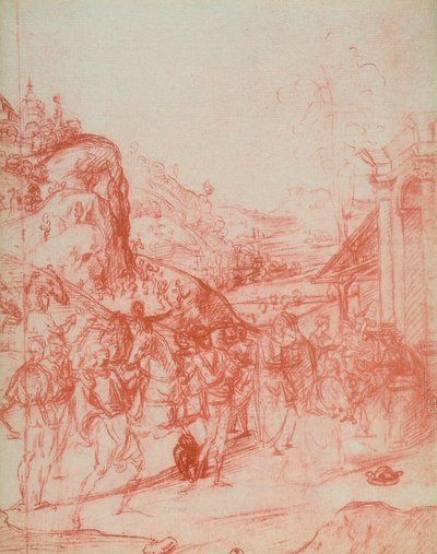 Adoración de los Magos, dibujo de Andrea del Sarto. Gabinetto dei Disegni e delle Stampe, Galería Uffizi, Florencia de Andrea del Sarto