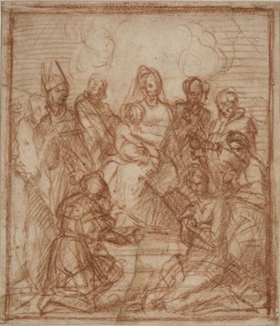 Madonna entronizada con el Niño y ocho santos Estudio de composición, 1528 de Andrea del Sarto