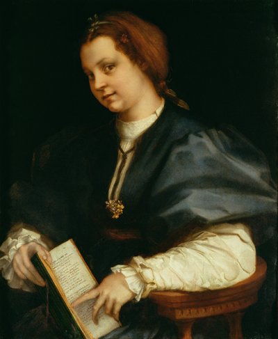 Dama con Libro de Versos de Petrarca, c.1514 de Andrea del Sarto