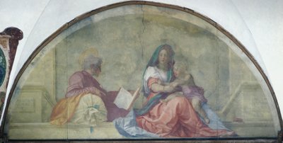 Luneta que muestra a Madonna del Sacco por Andrea del Sarto (1486-1530), fresco de Andrea del Sarto