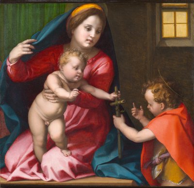 Madonna y el Niño con San Juan Bautista, circa 1528 de Andrea del Sarto