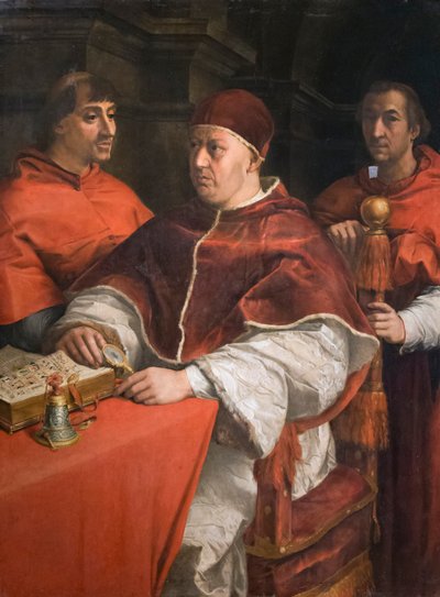 Retrato del papa León X con dos cardenales de Andrea del Sarto
