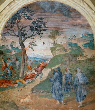 San Felipe Benizzi castigando a los blasfemos, 1509-1510 de Andrea del Sarto