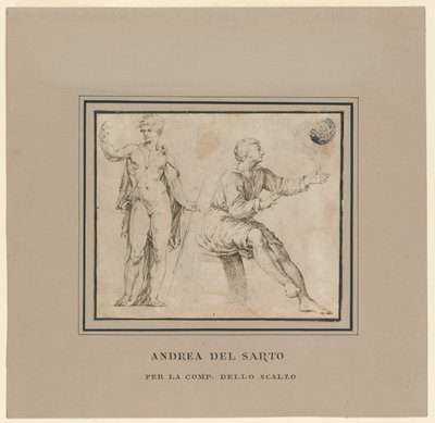 Bocetos de una figura desnuda en pose clásica y una figura sentada de Andrea del Sarto