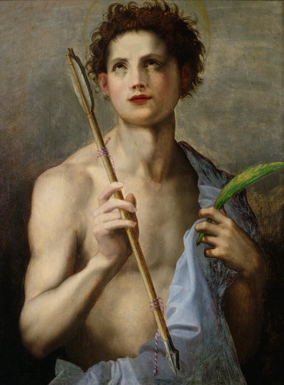 San Sebastián sosteniendo dos flechas y la palma del mártir de Andrea del Sarto