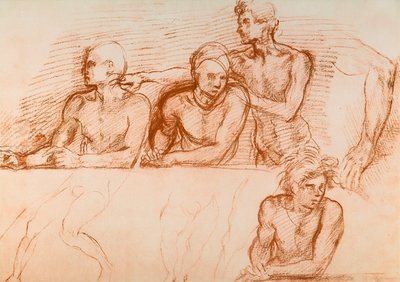 Estudio de los Apóstoles para la Última Cena de San Salvi, dibujo de Andrea del Sarto. Gabinetto dei Disegni e Stampe, Galería Uffizi, Florencia de Andrea del Sarto