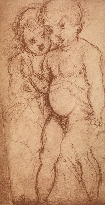 Estudio de dos querubines de Andrea del Sarto