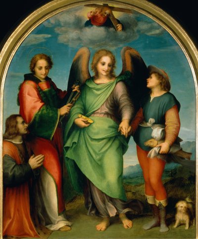 El Arcángel Rafael con Tobías, San Lorenzo y el donante, Leonardo di Lorenzo Morelli, 1512 de Andrea del Sarto