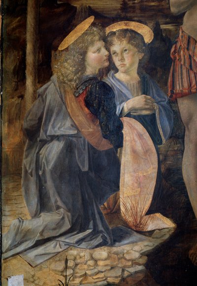 El bautismo de Cristo, detalle de Andrea del Verrocchio