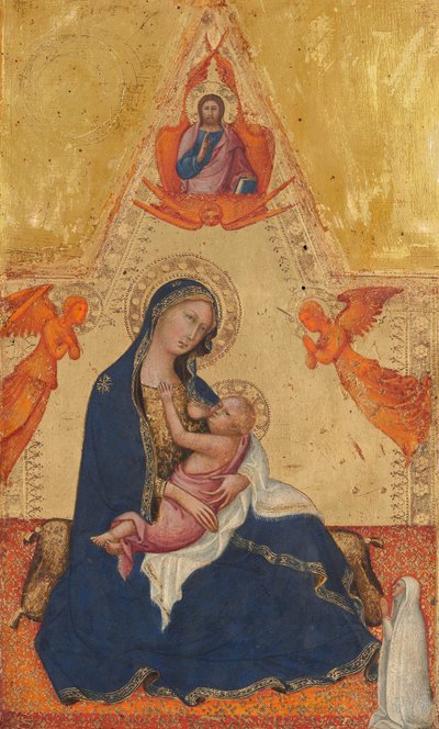 Madonna de la Humildad, Cristo Bendiciendo, Dos Ángeles y un Donante [anverso], c. 1380-1390 de Andrea di Bartolo