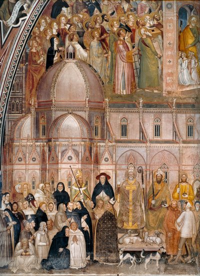 Triunfo de la Iglesia, Iglesia militante y triunfante Título(s) alternativo(s):  Alegoría de la Iglesia activa y triunfante y de la orden dominica. de Andrea di Bonaiuto