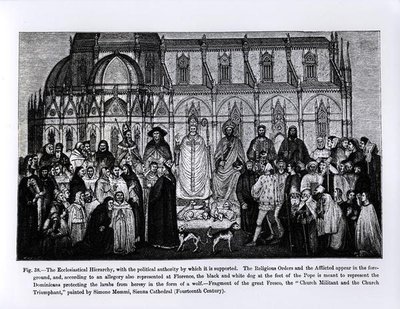 La jerarquía eclesiástica, de Ciencia y Literatura en la Edad Media y el Renacimiento, escrito y grabado por Paul Lacroix, 1878 de Andrea di Bonaiuto fl.1342 77 after Andrea di Bonaiuto fl.1342 77 after
