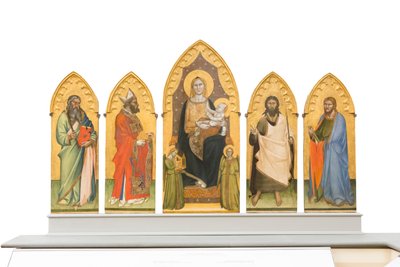 La Virgen y el Niño entronizados con santos de Andrea di Cione Orcagna