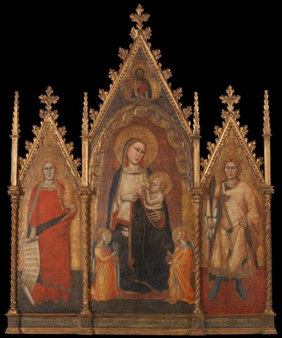 Tríptico con la Virgen y el Niño, y los santos María Magdalena y Ansanus de Andrea di Cione named Orcagna