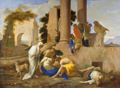 Tobías enterrando a los muertos, 1640s de Andrea di Lione