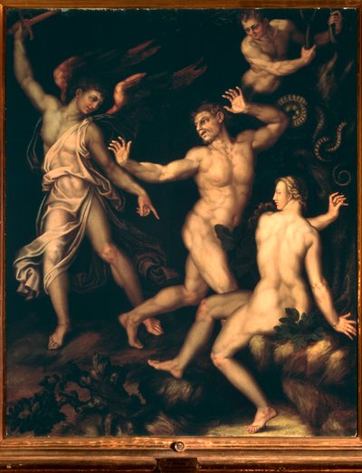 Adán y Eva expulsados del paraíso de Andrea di Mariotto del Minga