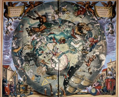 Representación del hemisferio sur por Cellarius. Libro del siglo XVII. de Andreas (after) Cellarius
