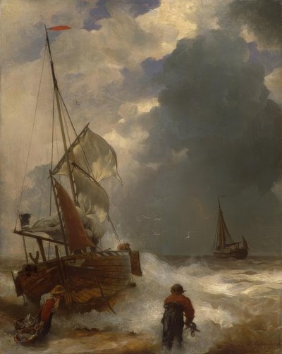 Desembarco de los pescadores de Andreas Achenbach