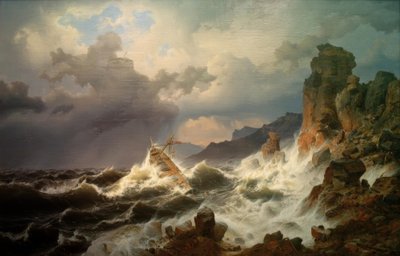 Una tormenta en la costa noruega de Andreas Achenbach