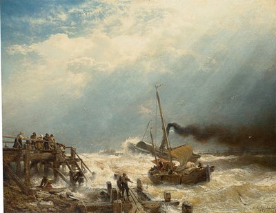Alemán: Harbour of Ostend. 1858 Puerto de Ostende de Andreas Achenbach