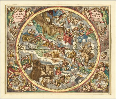 Mapa celeste de 1660 de las constelaciones según el simbolismo cristiano de Andreas Cellarius