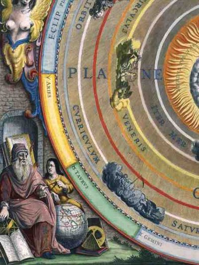 Un Astrónomo, (detalle) de un mapa de los planetas, de 