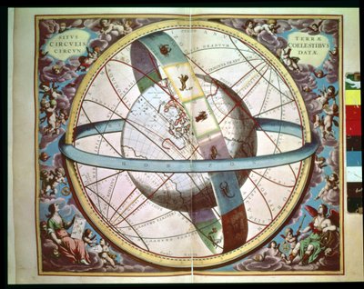 Mapa mundial con zodiaco circundante, 