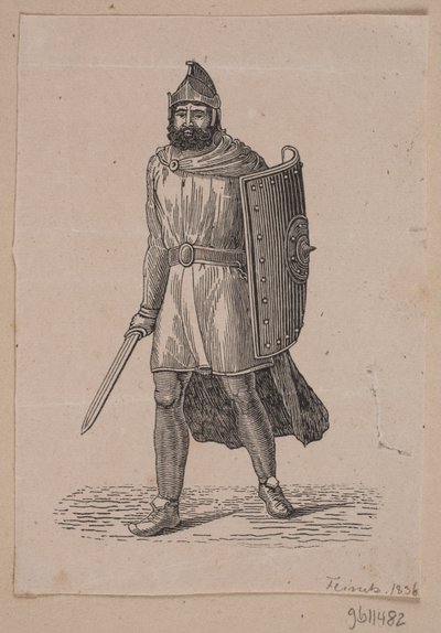 Guerrero caminando con escudo de Andreas Flinch