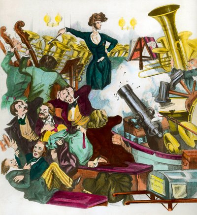Sátira de Hector Berlioz dirigiendo una orquesta de Andreas Geiger