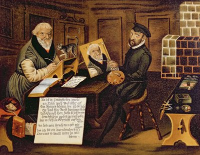 El artista trabajando pintando a Hans Sachs de Andreas Herneyssen