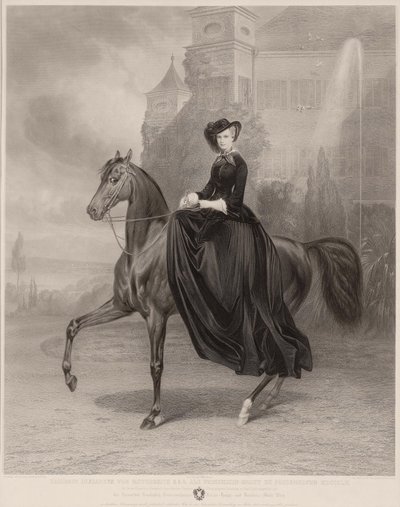 Retrato de Isabel de Baviera a caballo, 1853 de Andreas Johann Fleischmann
