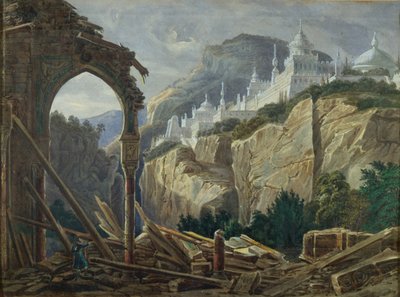Diseño de escenario para la ópera Ruslan y Lyudmila de M. Glinka, 1842 de Andreas Leonhard Roller