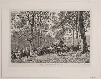 Túmulo largo en el bosque de Gunderslevholm de Andreas Peter Madsen
